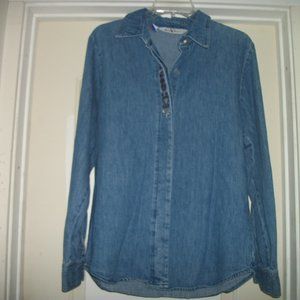 COASTAL COWGIRL DENIM VINTAGE BLUE JEAN COWGIRL SHIRT M